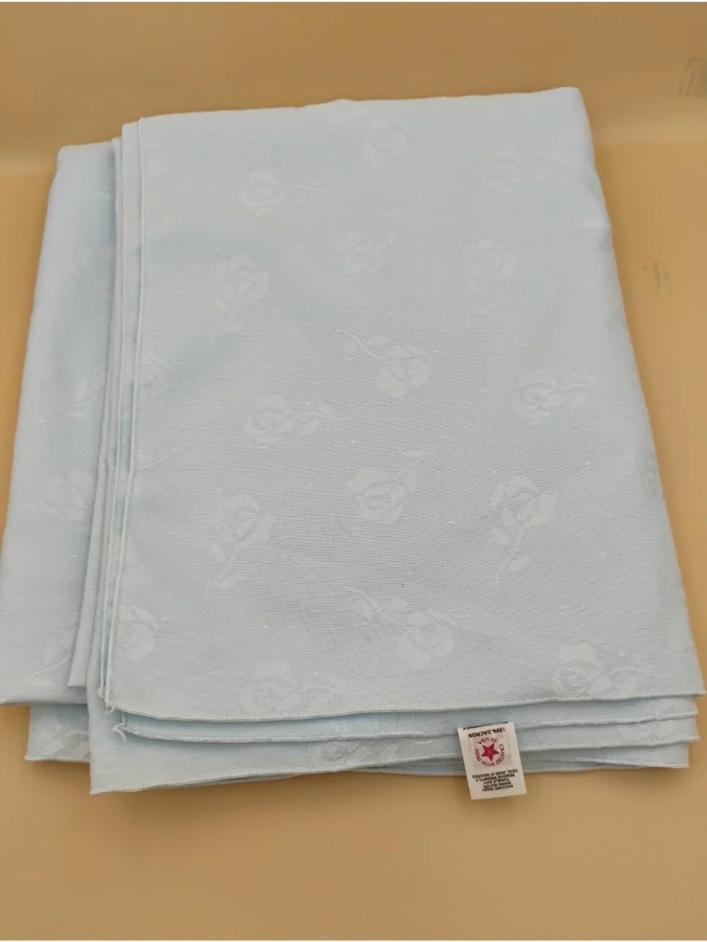 Vintage Blue Floral Tablecloth 60